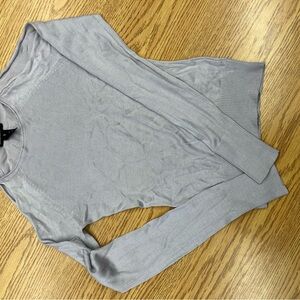 Club Monaco Silver Long Sleeve Fitted Bodysuit